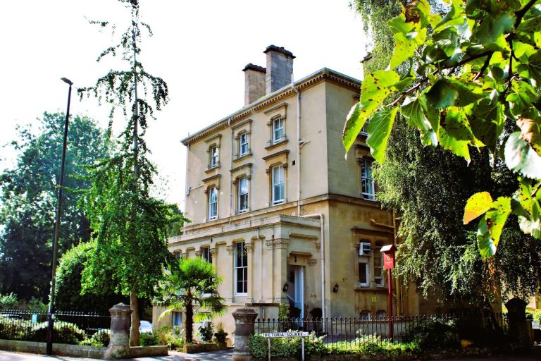 View of the elegant listed Georgian Victoria Square Hotel in Bristol's Clifton Village