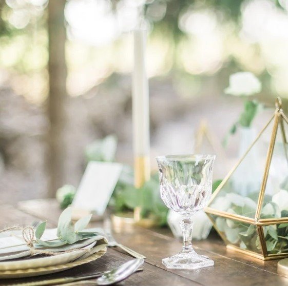 A wedding table set in a hotel