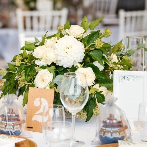 Hotel table set for wedding breakfast
