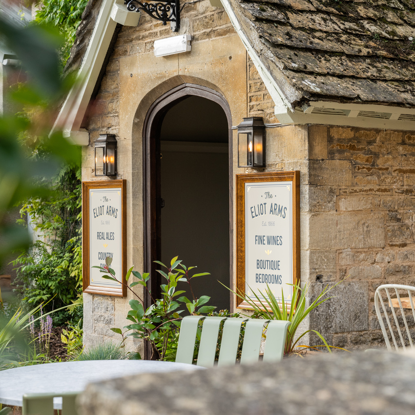 Outside the Eliot Arms in South Cerney