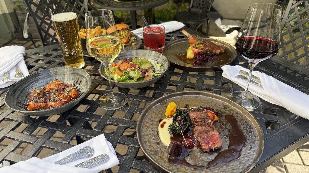 Sunday lunch at the White Hart showing a hearty roast dinner