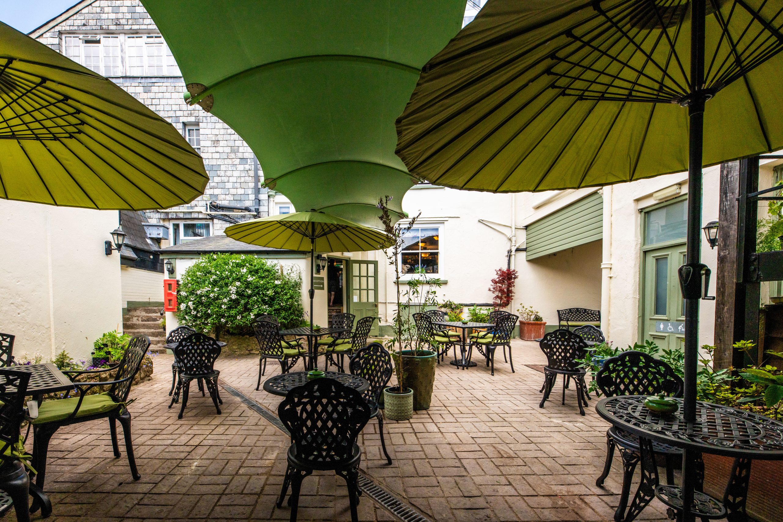 Terrace patio bar at the White Hart hotel